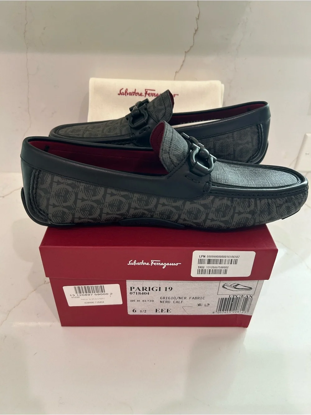 Salvatore Ferragamo Men’s Gray Signature Logo Bit Loafers